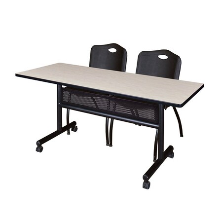 Kobe Rectangle FlipTop Table, 60" W, 29" H, Laminate Top, Maple MKFTM6024PL47BK